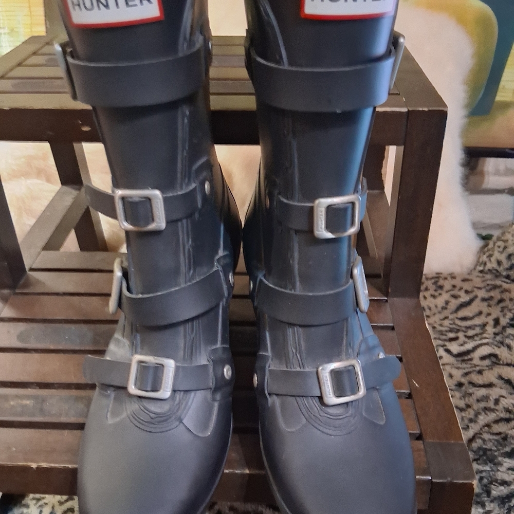 Hunter Charcoal Multi-Buckle Rain Boots
